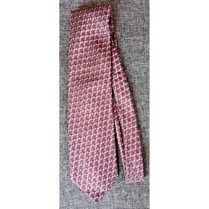 Tie 70s 80s 90s Y2K Mens Todays Man Silk Red Pink Silver Toupe 3.75 Wide 58 Long